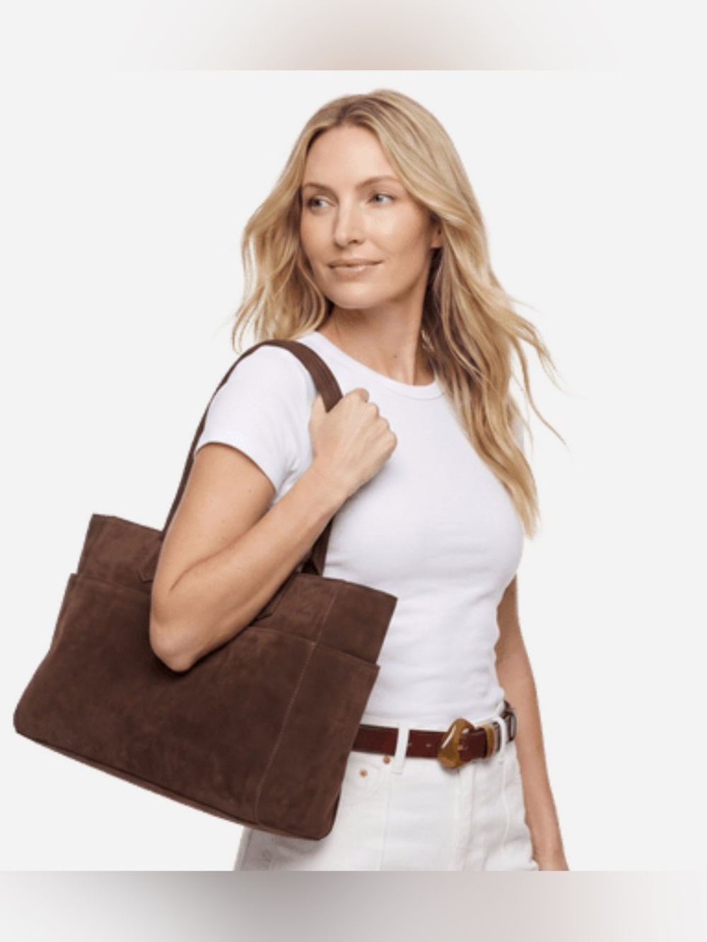 Mali & Lili’s Faux Suede Tote Bag-Chocolate Brown-NWT - Picture 6 of 12